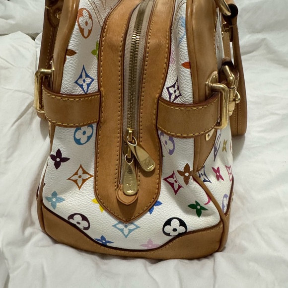 Auth Louis Vuitton Monogram Multicolor Claudia Hand Bag White Lv - Picture 13 of 16